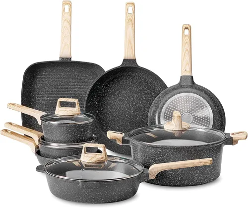 Miniatura 9 de VEVOR Juego de ollas y sartenes de 19 piezas, juego de utensilios de cocina antiadherentes de granito, utensilios de cocina de inducción