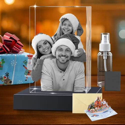 Miniatura 13 de Regalos de foto 3D de cristal personalizados con láser grabados en 3D, marcos de foto personalizados de cristal para aniversario, cumpleaños, boda
