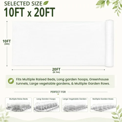 Miniatura 2 de Red de malla fina para mosquitos, insectos, pájaros, 10 x 20 pies, barrera de malla para caza, ciego, jardín, malla para proteger tus plantas
