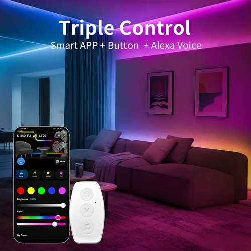 Miniatura 2 de KSIPZE Tira de luces LED inteligentes con WiFi, luces LED RGB+IC para dormitorio, trabajo con Alexa, control de aplicación, sincronización