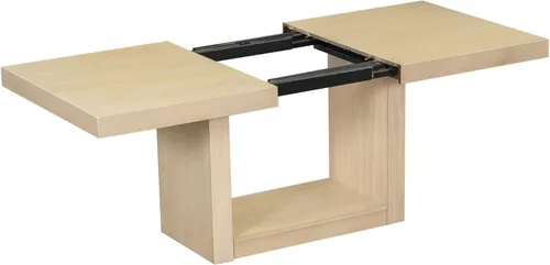 Miniatura 7 de Merax Farmhouse - Juego de mesa de comedor de madera para 6, 76 pulgadas, juego de mesa de cocina extensible con hojas extraíbles de 18 pulgadas, 4