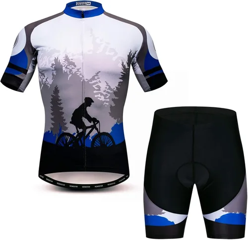JPOJPO - Maillot de ciclismo para hombre, manga corta + 5D acolchado pantalones cortos verano de secado rápido S-3XL