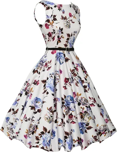 Miniatura 4 de GRACE KARIN - Vestido vintage sin mangas con escote barco y cinturón para tardes de té