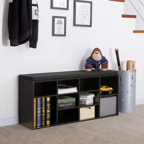Miniatura 4 de VASAGLE - Colección CUSTOS - Banco para zapatos, banco de almacenamiento con asiento acolchado, banco de entrada con 10 compartimentos