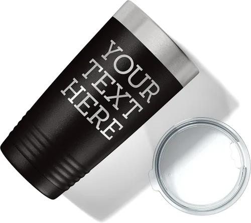 Miniatura 4 de Vaso de acero inoxidable aislado con tapa de 20 onzas (17 colores) personalizado con recubrimiento en polvo, grabado personalizado, nombre