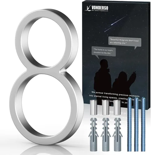 Miniatura 47 de VONDERSO Números flotantes de casa de 5 pulgadas para exteriores, números de dirección modernos de metal antioxidante (3), números de buzón Negro 3