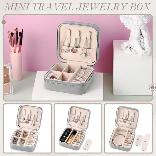Miniatura 24 de Yinkin 12 piezas de mini joyero de viaje para dama de honor, organizador de aretes de piel sintética, accesorios de viaje a granel, soporte portátil
