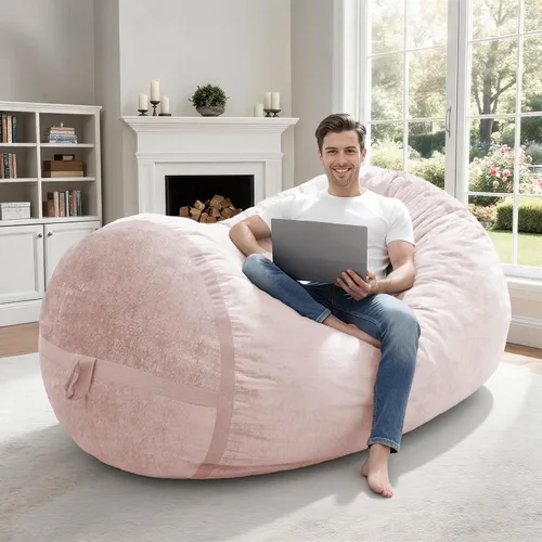 Miniatura 26 de Homguava Puf gigante de 2 pies para adultos con relleno de espuma viscoelástica, puf con funda de piel sintética suave, cómoda puf para sala