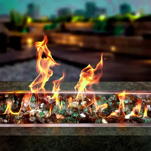 Miniatura 5 de Onlyfire 10 libras de cristales de fuego reflectantes mezclados para chimenea, hogueras y paisajismo, piedras de cristal de fuego de ½ pulgada