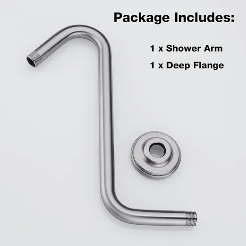Miniatura 6 de TRUSTMI Brazo de ducha en forma de S de 12 pulgadas con brida resistente montado en la pared, tubo de extensión de cabezal de ducha con 9 pulgadas