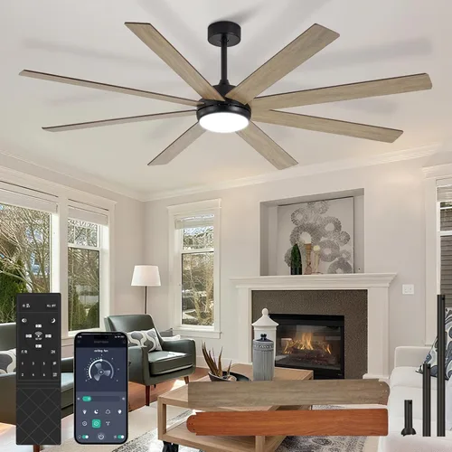 Miniatura 8 de Ventilador de Techo Grande con Luz: Ventilador Exterior de 100 Pulgadas - Ventilador de Techo Industrial con Control Remoto para Taller, Garaje