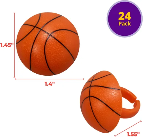 Miniatura 4 de DecoPac Anillos 3D de baloncesto, decoraciones para cupcakes, toppers para pasteles aptos para alimentos – Paquete de 24