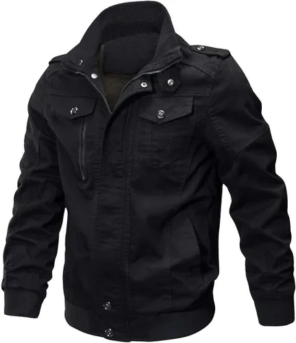 Miniatura 2 de Crysully - Chaqueta cortavientos para hombre, estilo informal y cuello militar, para primavera-otoño