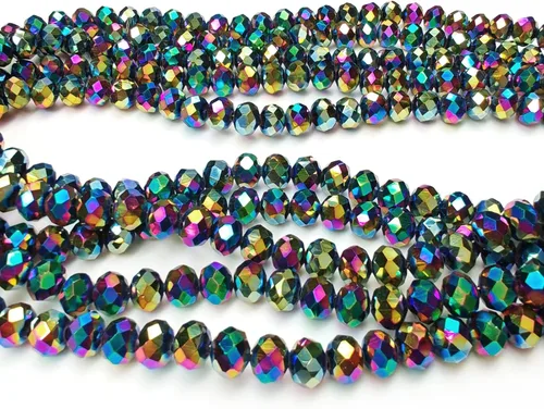Miniatura 19 de Cuentas de vidrio Rondelle de 0.079 in para hacer joyas, cuentas espaciadoras de Briolette Crytal facetadas para pulseras, collares, aretes
