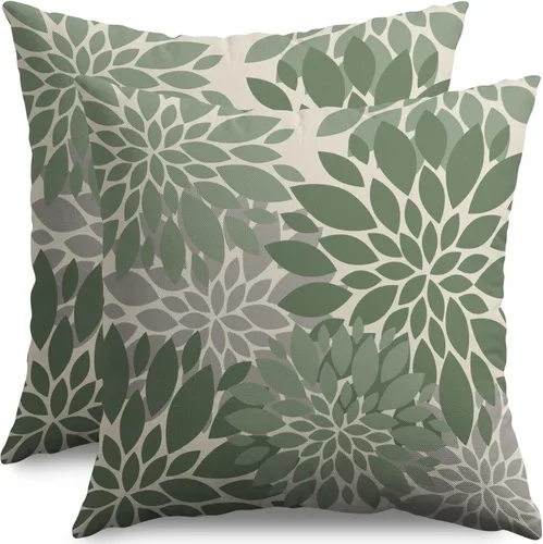 Miniatura 23 de Fundas de Almohada Azul Aguamarina 16X16 Pulgadas Juego de 2, Flores de Dalia Primavera Verano Floral Crema Fundas de Almohada Decorativas