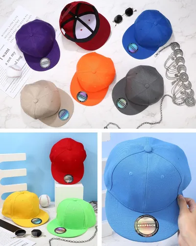 Miniatura 5 de 15 Pack Snapback Hats for Men Hip Hop Style Hats Solid Baseball Hats Adjustable Snapback Cap Flat Brim Baseball Caps