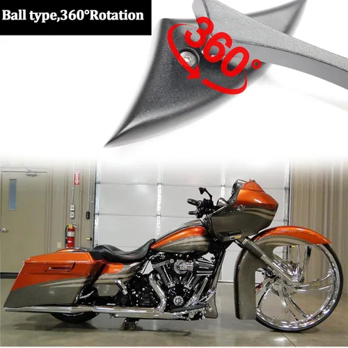 Miniatura 6 de Espejos deportivos de motocicleta negros para Harley Road King Street Electra Glide Road Glide Dyna Softail retrovisor 1982-2018 2019 2020