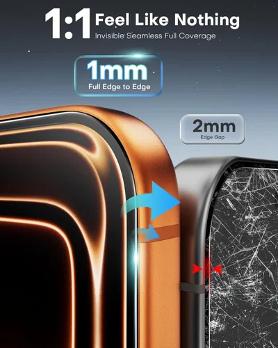 Miniatura 6 de OMOTON Protector de pantalla de privacidad para iPhone 17 Pro Max [Instalación de alineación automática], vidrio templado con dureza 9H+ y grado
