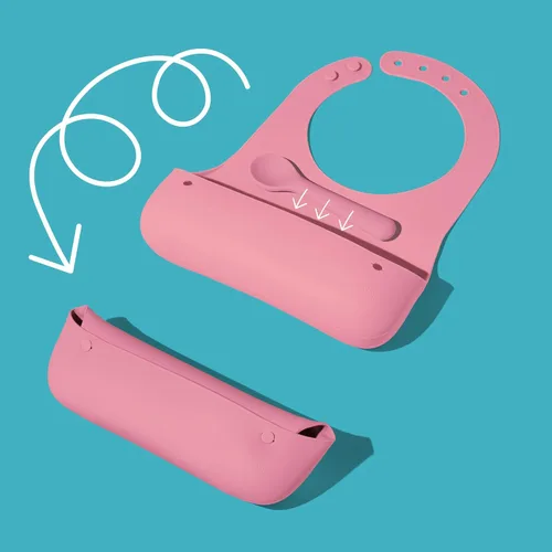 Miniatura 7 de Avanchy Baberos de silicona para bebé, impermeables, ajustables, sin BPA, juego unisex suave para niños pequeños con cuchara a juego