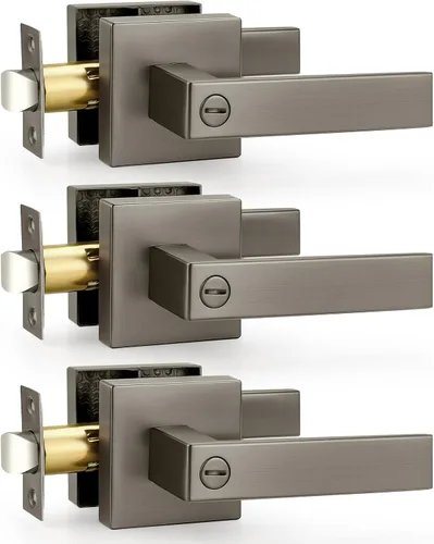 Miniatura 87 de Probrico Paquete de 4 manijas de puerta simuladas en negro mate, manijas interiores que no giran, manijas reversibles resistentes para interiores