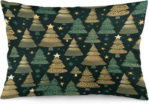 Miniatura 24 de Funda de almohada dorada de invierno con diseño de pájaros de nieve, Navidad, 12 x 20 pulgadas, diseño de Feliz Navidad, invierno, Navidad, cojín