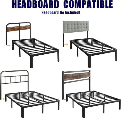 Miniatura 7 de Hunlostten Armazón de Cama King de 14 pulgadas de Alto Sin Necesidad de Somier, Armazón de Cama Plataforma King de Servicio Pesado con Esquinas
