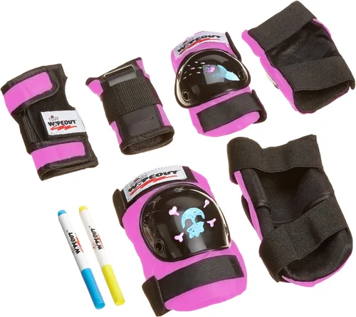 Wipeout Juego de almohadillas para niños de borrado en seco con rodilleras, coderas y muñequeras