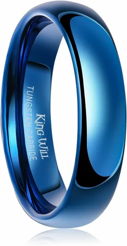 Miniatura 42 de King Will Alianza de boda de carburo de tungsteno para hombres y mujeres, anillos de promesa para parejas abovedados de alto pulido