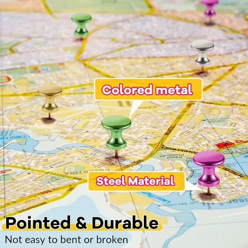 Miniatura 3 de Outus 100 Pcs Pines de empuje gigantes con tachuelas de pulgar grandes con cabezas de plástico de 1 pulgada, pines grandes para tablero de corcho