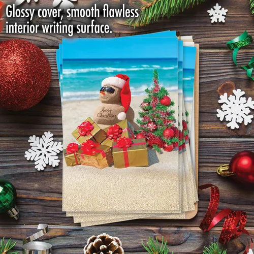Miniatura 3 de The Best Card Company Paquete de 12 tarjetas de Navidad con sobres, humor navideño para hombres y mujeres (1 diseño, 12 tarjetas) – Playa tropical