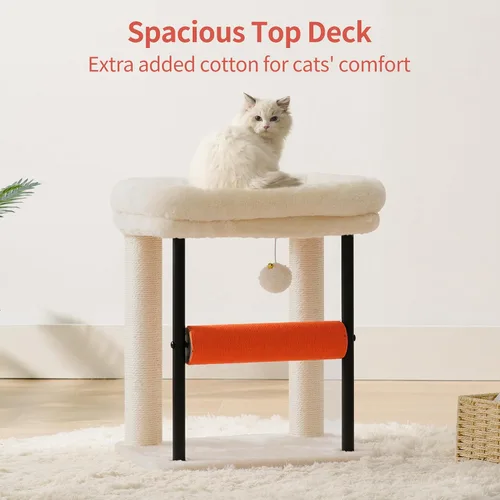 Miniatura 4 de Hey-brother Árbol para gatos, postes rascadores para gatos con cama, torre resistente con columnas totalmente envueltas en sisal y bola de juguete