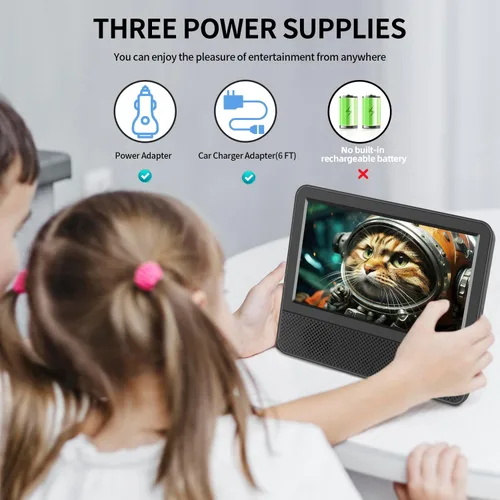Miniatura 2 de Jexiop Mini TV portátil de 7 pulgadas y pantalla IPS 1080P, sintonizador digital ATSC, salida de auriculares, puerto USB/TF, entrada HDMI, DC-12V