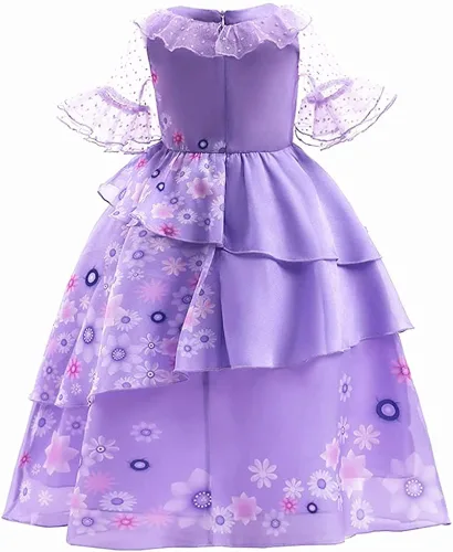 Miniatura 2 de Choadam Vestido Mirabel para niñas, vestido Isabela, vestido Mirabel Madrigal, peluca Mirabel, con lentes