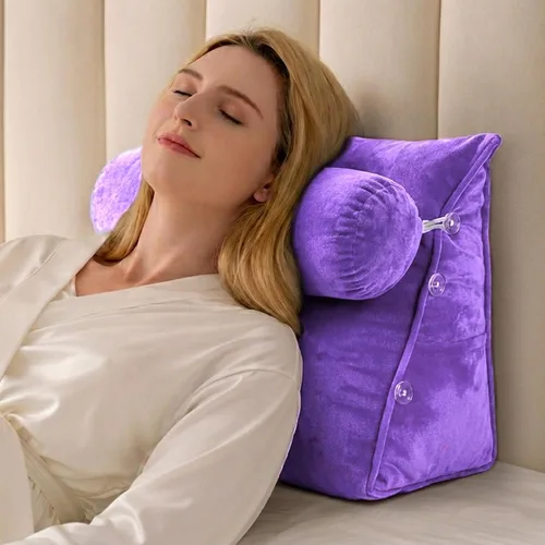 Miniatura 11 de Cheer Collection Almohada de cuña de lectura, almohada de lectura de cuña ajustable con soporte para el cuello, almohada de respaldo rellena