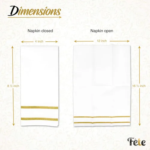 Miniatura 5 de Toallas de mano desechables para baño, diseño dorado 200 toallas desechables con tacto de lino para invitados – Servilletas formales para cena