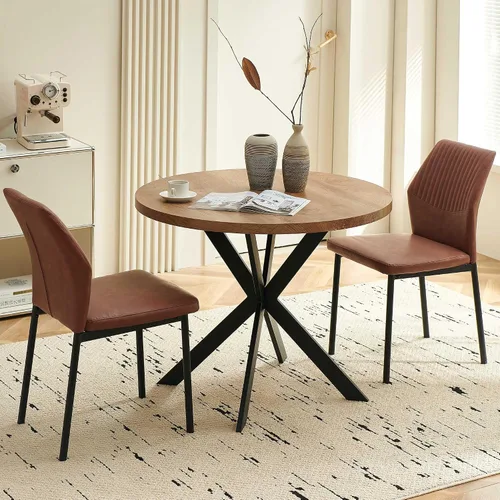 Miniatura 18 de Juego de 2 sillas de comedor modernas, de piel sintética, cómodas, tapizadas, para comedor, cocina, con patas de metal negro para sala de estar
