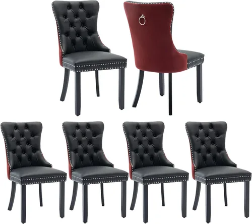 Miniatura 29 de Shenyon Juego de 2 Sillas de Comedor de Terciopelo Gris, Sillas de Comedor Tapizadas con Ribete de Anilla Trasera y Patas de Madera Maciza, Sillas
