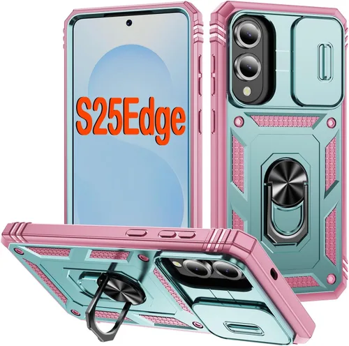 Miniatura 51 de PASNEW Funda para Samsung Galaxy S22 Ultra 5G, cubierta de cámara deslizante y soporte de dedo de metal giratorio de 360°, militar, resistente, a