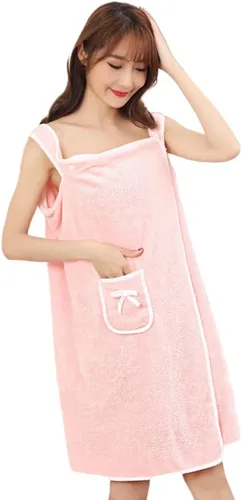 Miniatura 6 de Toalla de baño grande para mujer, toalla de terciopelo coral (bolsillo azul)