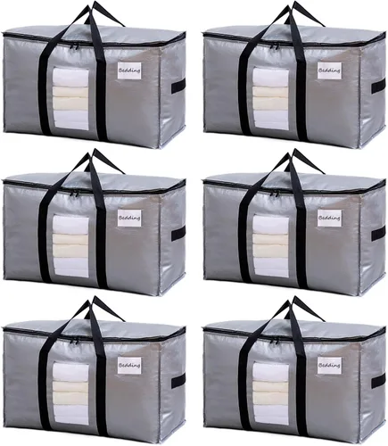 Miniatura 49 de TAILI - Bolsas de mudanza extra grandes, paquete de 10 bolsas negras resistentes para almacenamiento con ventana visible, asas envolventes