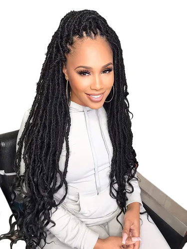 Miniatura 24 de Niseyo Wild Locs - Rastas sintéticas desgastadas de 14 pulgadas con extremos rizados, 8 paquetes de cabello largo y suave con bucles preformados