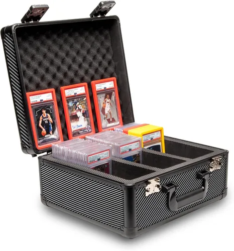 Miniatura 12 de SLAB ARMOR - Caja de almacenamiento de tarjetas graduadas de 3 filas, estuche de losa PSA para tarjetas graduadas con capacidad para más de 120 Negro