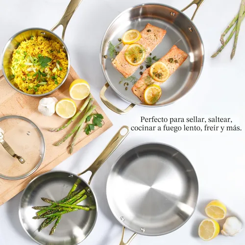 Miniatura 2 de Martha Stewart Castelle - Juego de 10 piezas de ollas y sartenes de acero inoxidable 18/8 duradero seguro para inducción, juego de utensilios