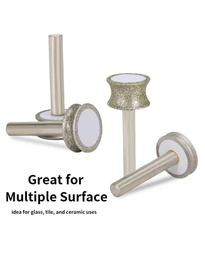 Miniatura 4 de Broca de doble cara para fresadora de diamante, grano 320, 0.157, 0.236 y 0.315 pulgadas para vidrio, azulejos, granito, mármol, cerámica, pulseras