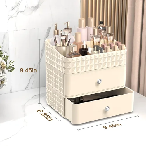 Miniatura 3 de Organizador de Maquillaje para Tocador, Organizador de Cosméticos Apilable y Almacenamiento, Estuches de Exhibición de Cosméticos con 1 Cajón y 1