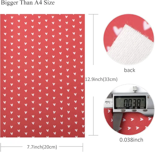 Miniatura 4 de David accessories Hojas de tela de cuero sintético con estampado de corazón arcoíris, 5 piezas de 7.7 x 12.9 pulgadas