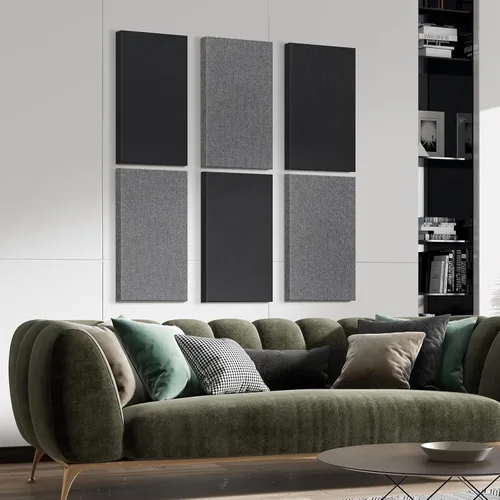 Miniatura 2 de Panel de pared de fibra de vidrio de 23.62 x 11.81 x 2 pulgadas, paquete de 4 paneles acústicos, paneles acústicos absorbentes de sonido para Gris