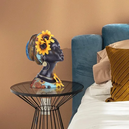 Miniatura 6 de Esculturas de arte africano, estatuas modernas de mujeres africanas, decoración de habitación, figuras africanas de resina, estatua de busto