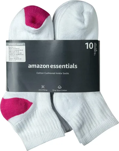 Miniatura 4 de Tienda Essentials Women's Cotton Lightly Cushioned Ankle Socks, 10 Pairs