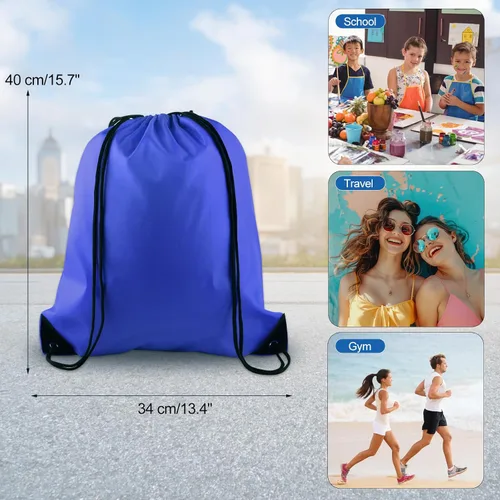 Miniatura 4 de KUUQA Mochila con cordón, bolsa de almacenamiento para escuela, gimnasio, viajes, Azul, Viajar